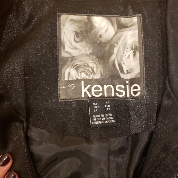 Kensie Black Satin Collared Jacket - Picture 7 of 12